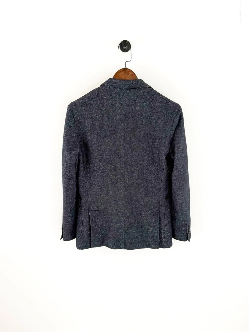 Eleventy Navy Silk Wool-Blend Two-Button Sport Coat Blazer Navy Textured 38R